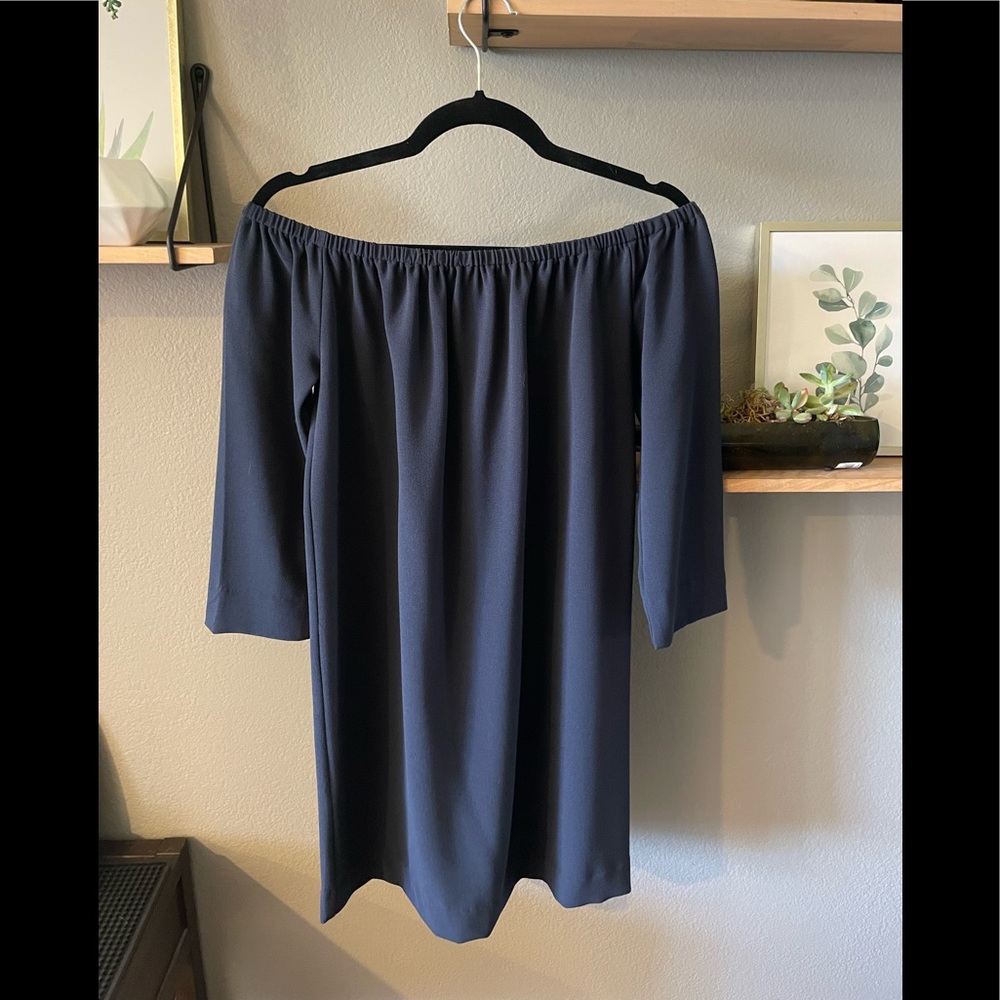 Off Shoulder Navy Dress